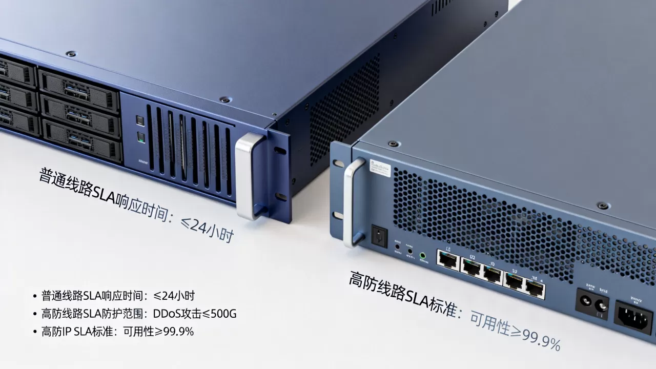 普通线路与高防线路的SLA条款差别在哪，高防IP的SLA标准是什么