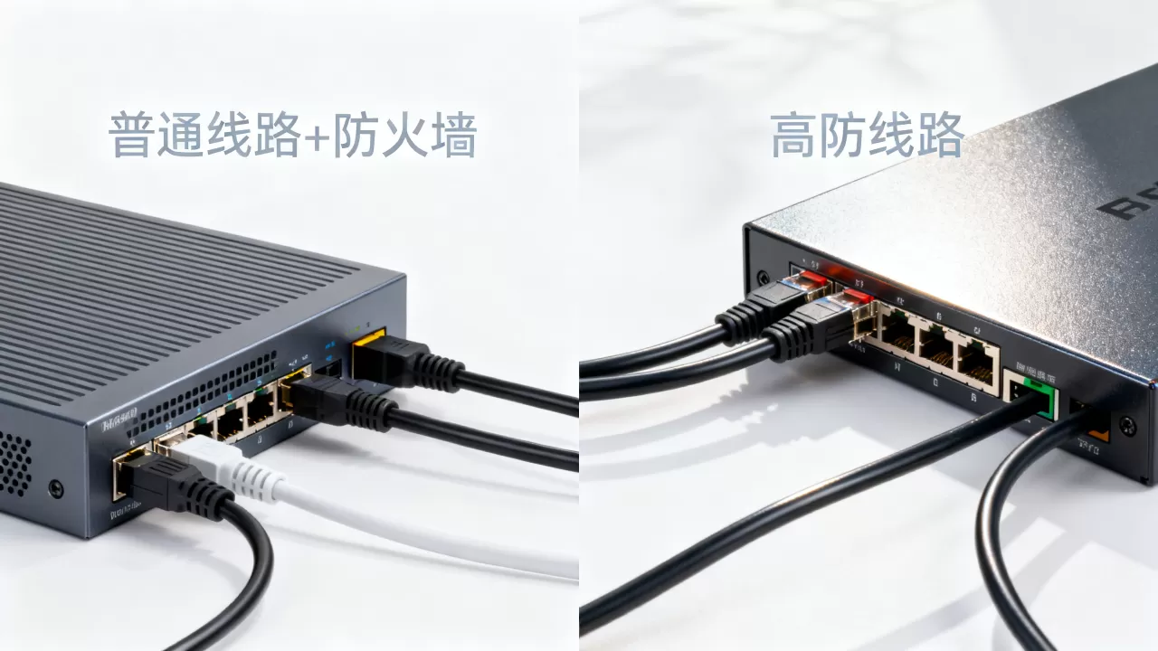 普通线路加防火墙与高防线路有什么区别，哪个更安全？