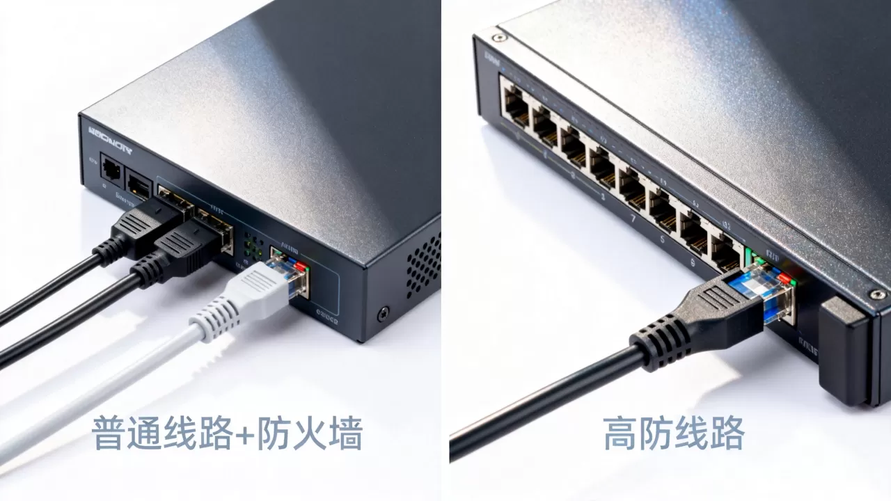 普通线路加防火墙与高防线路有什么区别，哪个更安全？