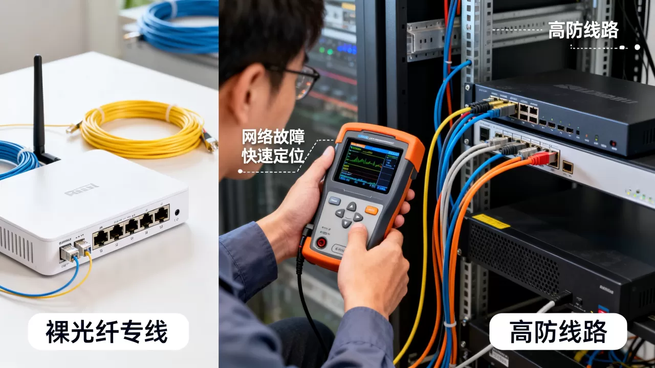 裸光纤专线与高防线路的防护职责怎么分,企业网络故障如何快速定位 裸光纤专线与高防线路的防护职责怎么分,企业网络故障如何快速定位