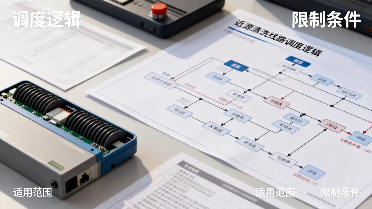 近源清洗线路的调度逻辑是什么?适用范围有哪些限制? 近源清洗线路的调度逻辑是什么?适用范围有哪些限制?