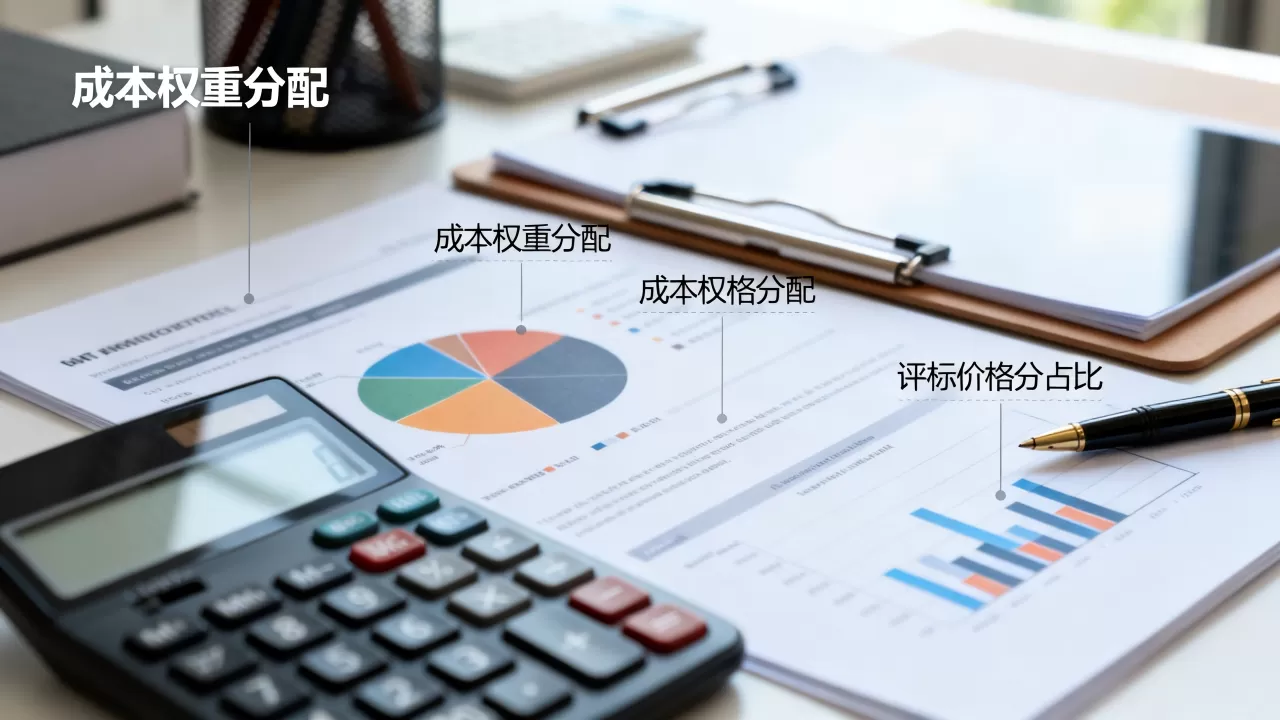 选型时给成本项分配多少权重合适，评标价格分占比多少合理