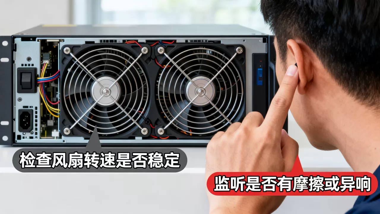 服务器通电后如何确认风扇无异常，服务器风扇异响怎样排查