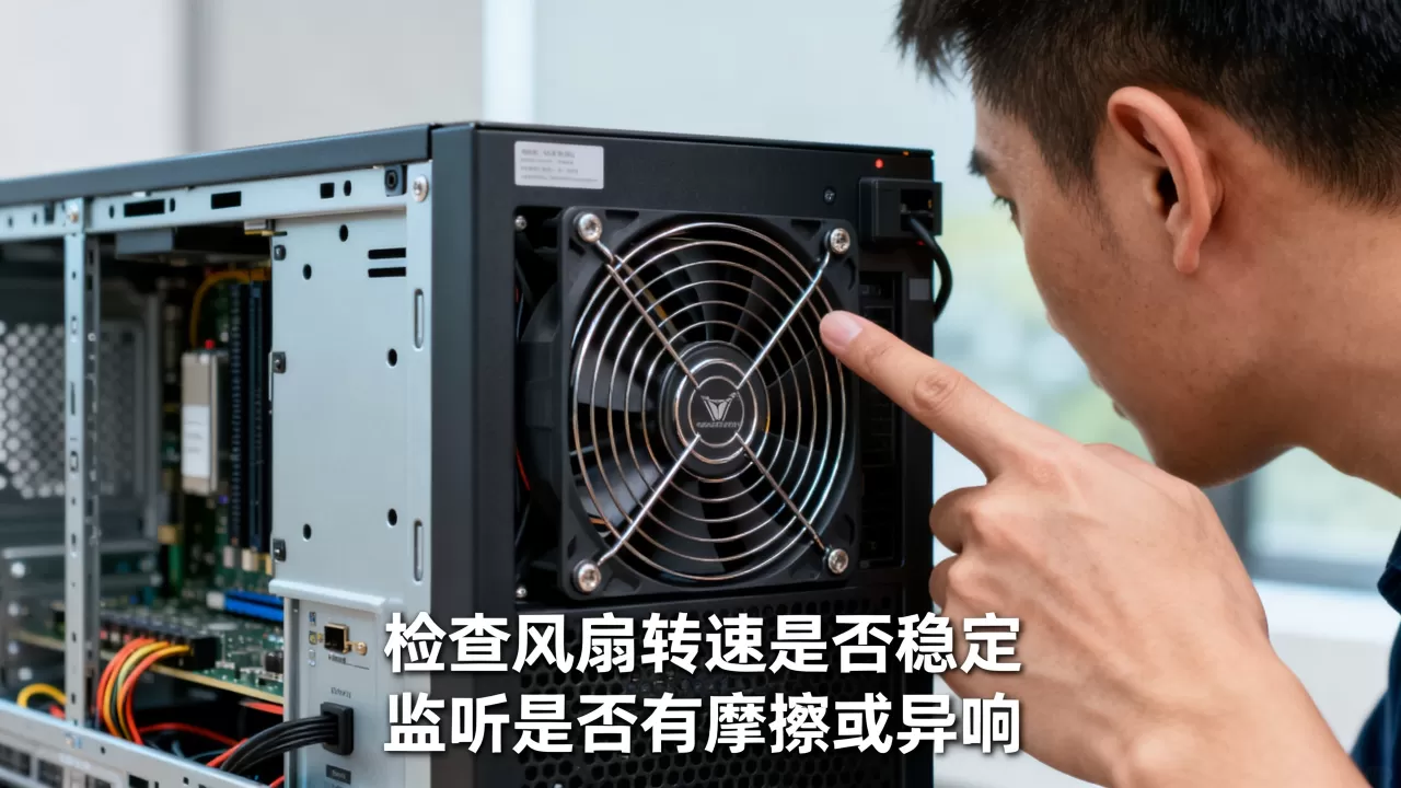 服务器通电后如何确认风扇无异常，服务器风扇异响怎样排查