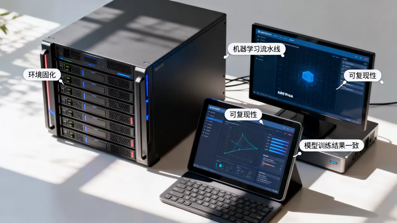 环境固化如何保障机器学习流水线的可复现性，环境锁定能否确保模型训练结果一致
