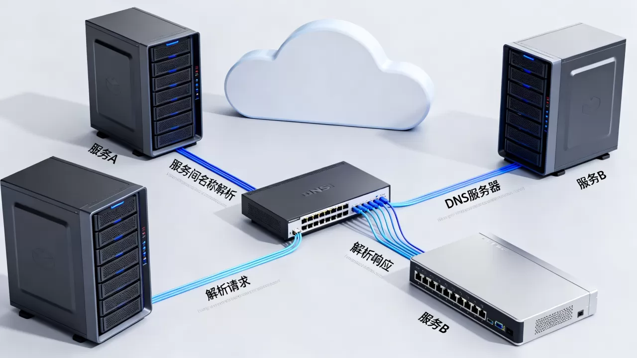 云网络里内网DNS如何支撑服务间的名称解析，原理是什么？