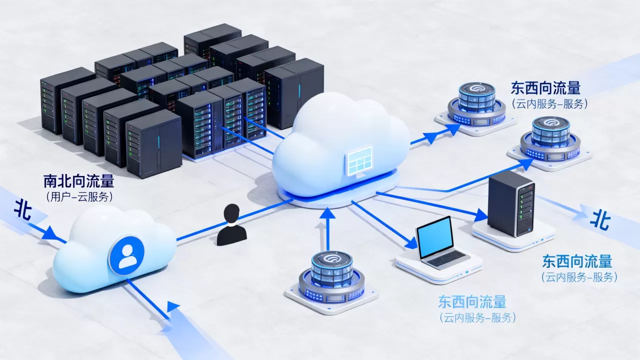 东西向流量和南北向流量在云网络里分别指什么，云网络南北向东西向流量区别