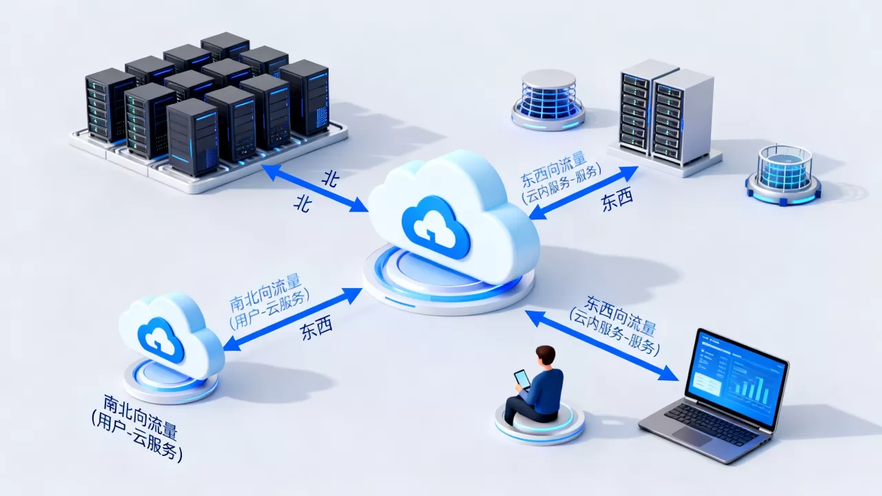 东西向流量和南北向流量在云网络里分别指什么，云网络南北向东西向流量区别