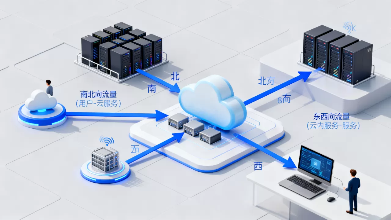 东西向流量和南北向流量在云网络里分别指什么，云网络南北向东西向流量区别