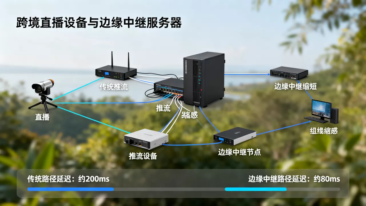 跨境直播如何用边缘中继缩短推流路径,延迟能降多少 跨境直播如何用边缘中继缩短推流路径,延迟能降多少