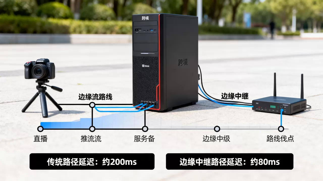 跨境直播如何用边缘中继缩短推流路径,延迟能降多少 跨境直播如何用边缘中继缩短推流路径,延迟能降多少