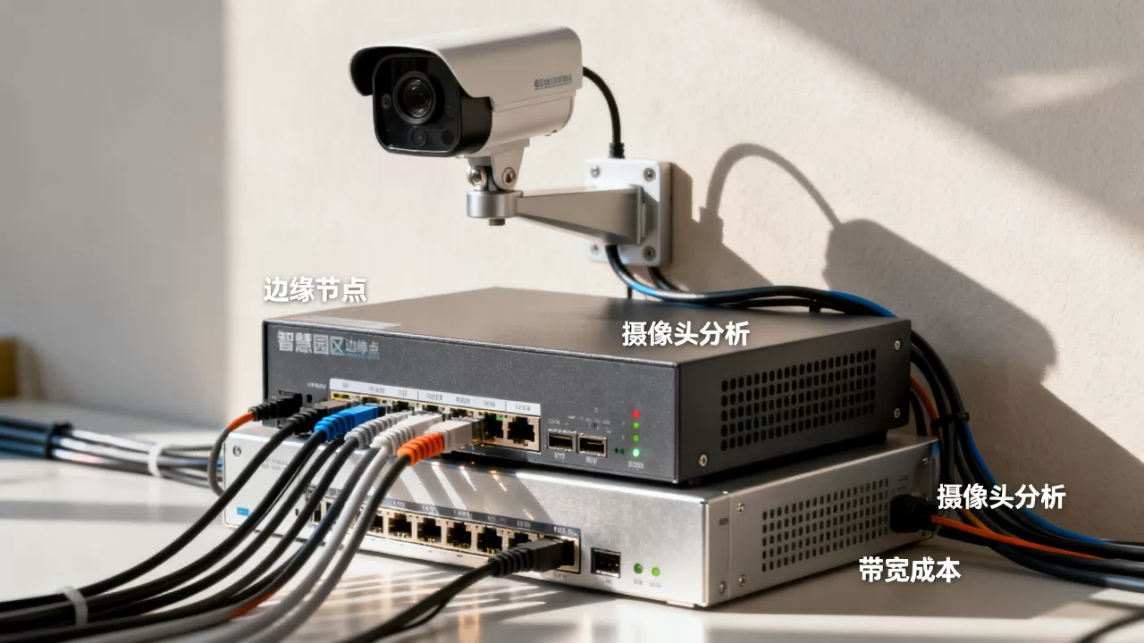 智慧园区把摄像头分析放在边缘节点减少上云流量，边缘计算如何降低带宽成本？