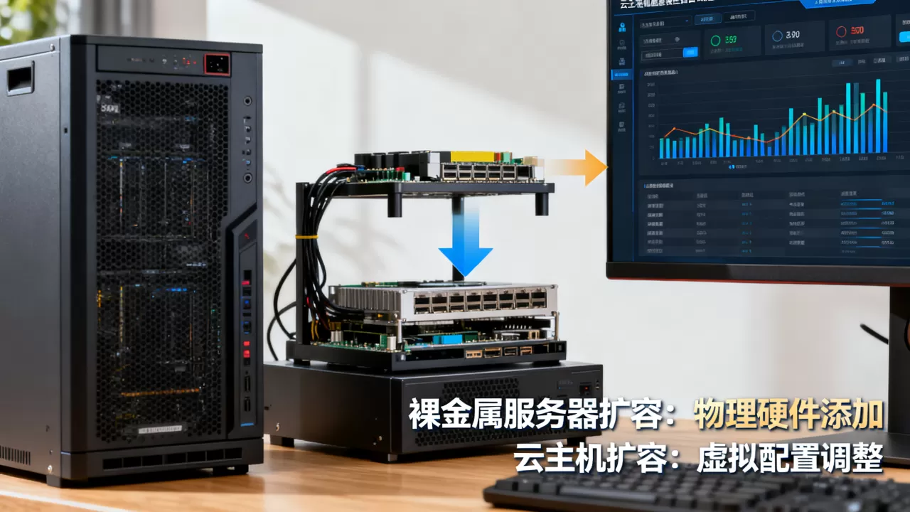 裸金属服务器扩容和云主机扩容有什么区别，裸金属服务器怎么扩容
