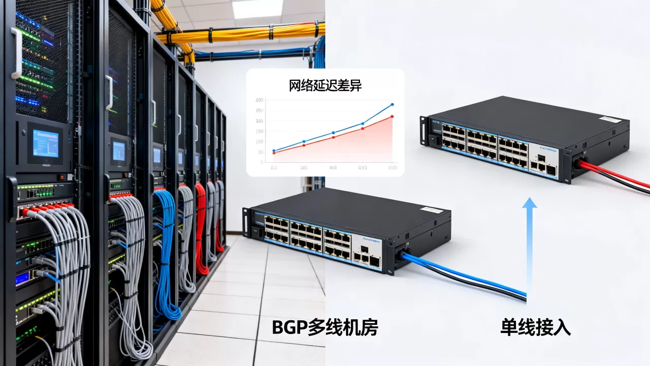 BGP多线机房和单线接入有什么区别，网络延迟差异大吗，怎么选