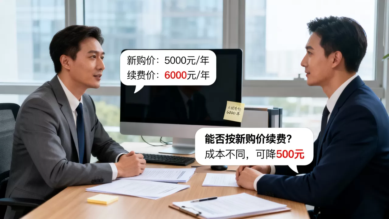 新购报价比续费便宜，怎么压续费价格？，续费价格怎么谈？