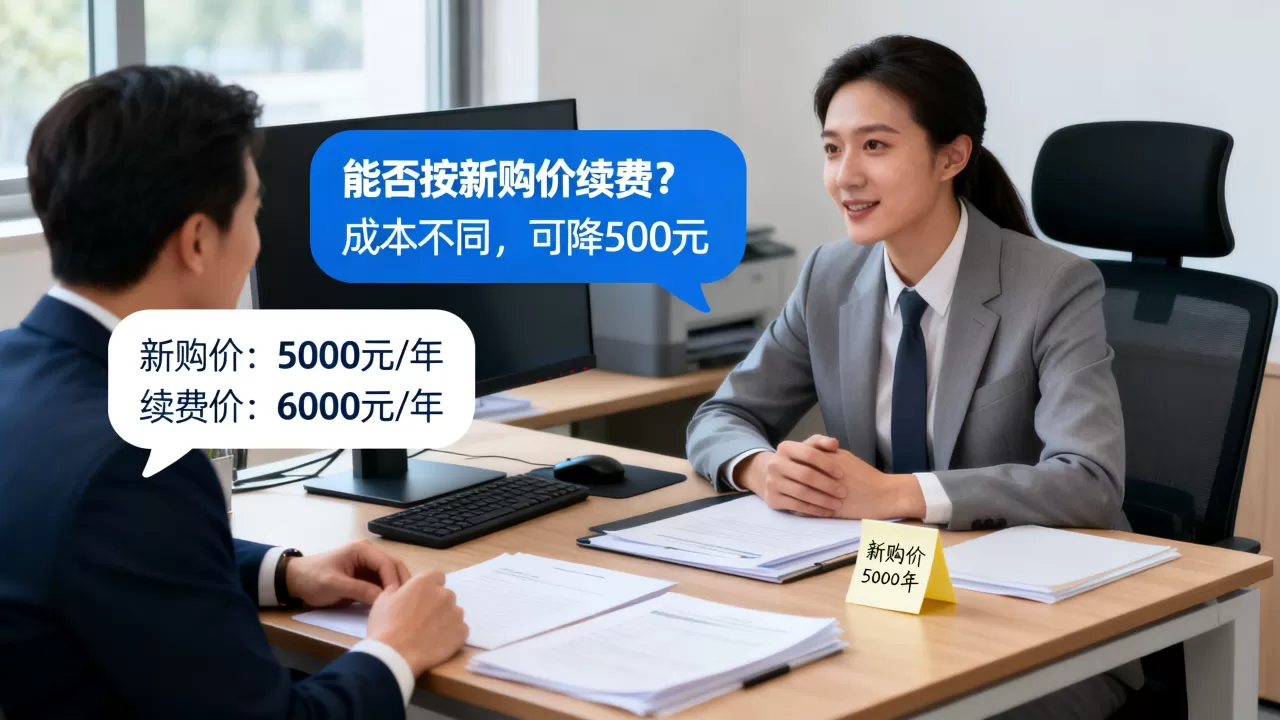 新购报价比续费便宜，怎么压续费价格？，续费价格怎么谈？