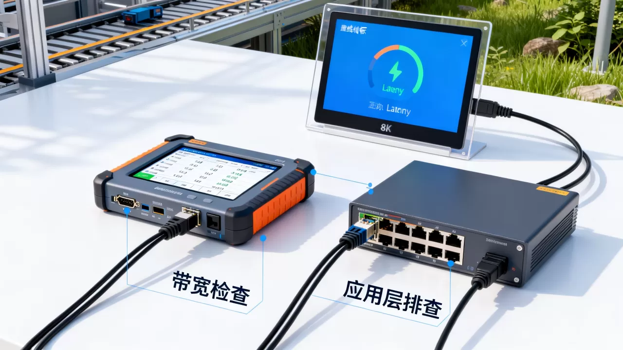 产线看板延迟数分钟应先查带宽再查应用层吗？看板卡顿排查方法有哪些？