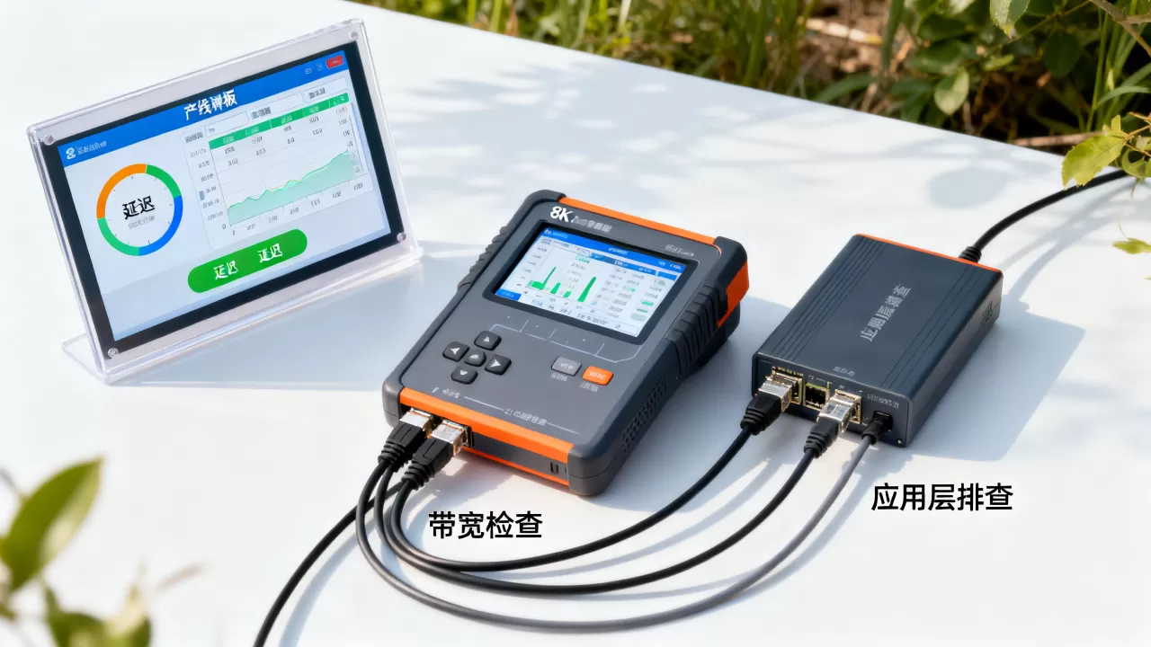 产线看板延迟数分钟应先查带宽再查应用层吗？看板卡顿排查方法有哪些？