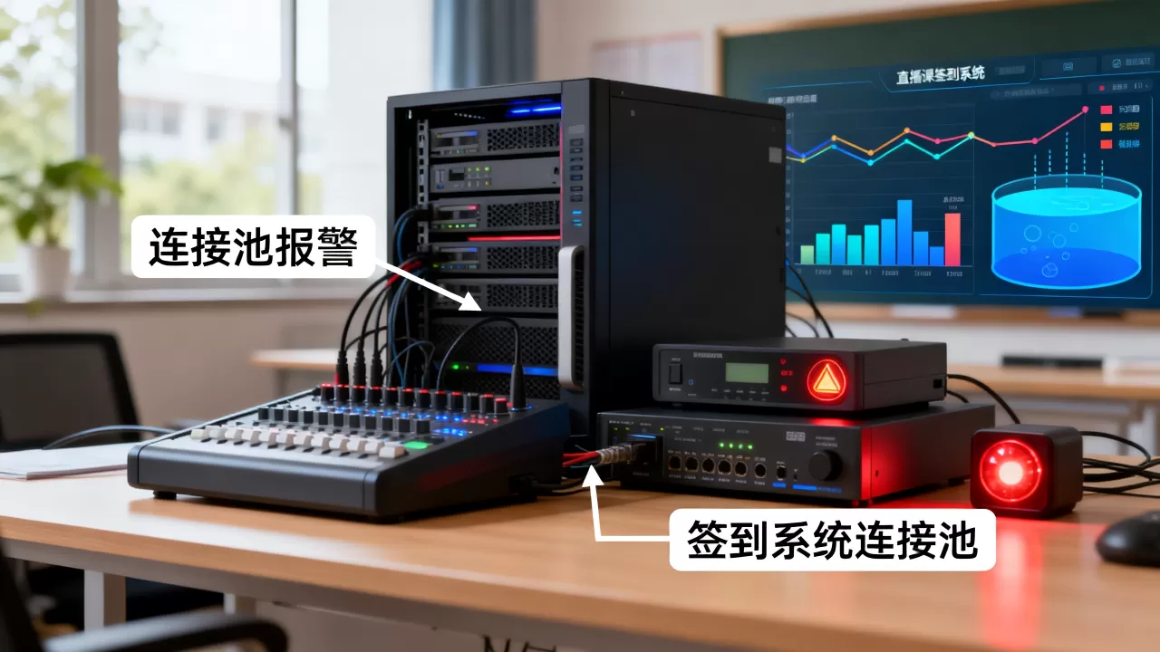 晚八点直播课点名签到连接池先报警怎么办?,直播课签到系统连接池报警原因 晚八点直播课点名签到连接池先报警怎么办?,直播课签到系统连接池报警原因
