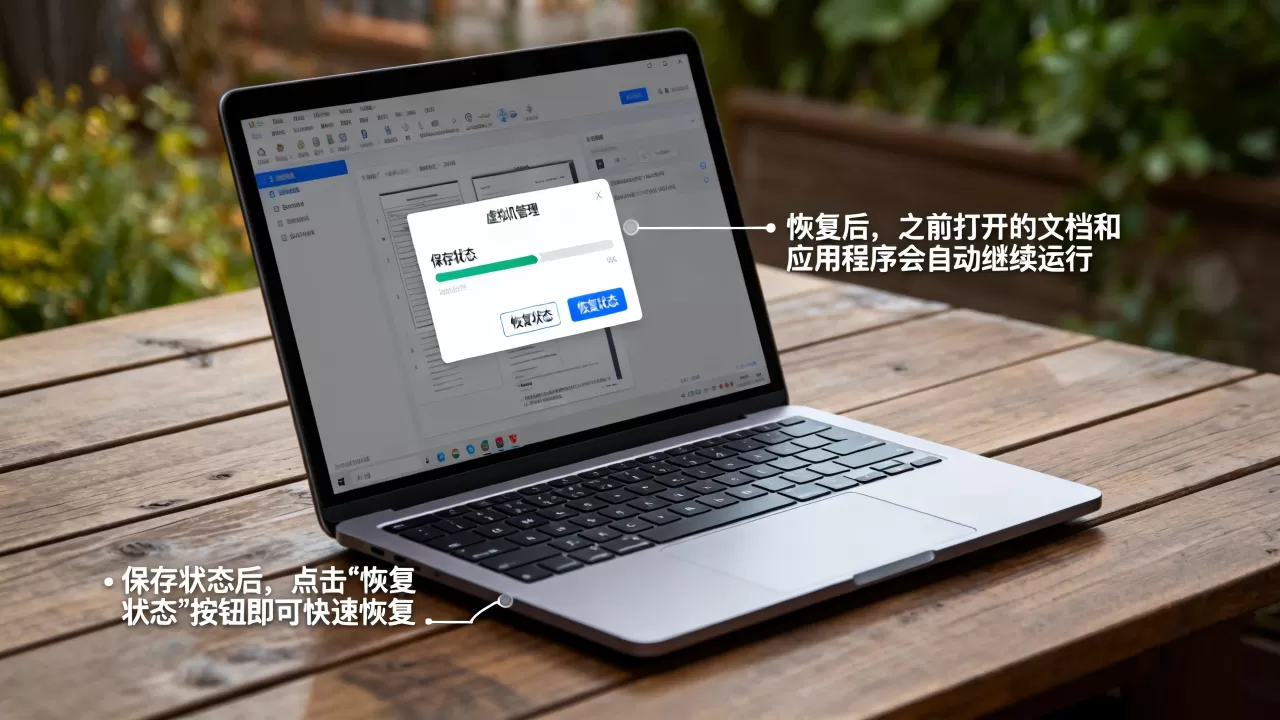 虚拟机保存状态后如何快速恢复,虚拟机恢复后如何继续之前的任务? 虚拟机保存状态后如何快速恢复,虚拟机恢复后如何继续之前的任务?