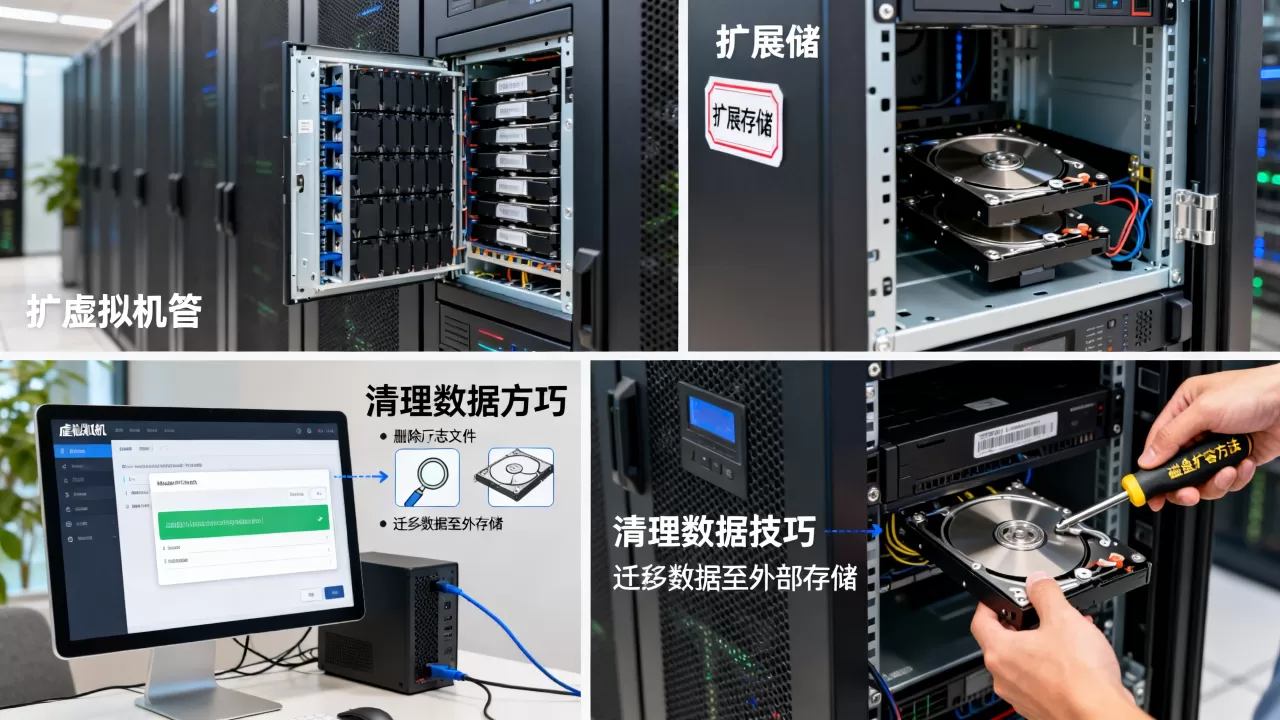 虚拟机管理空间不足怎么办?扩展存储或清理数据的技巧有哪些?,虚拟机磁盘扩容方法 虚拟机管理空间不足怎么办?扩展存储或清理数据的技巧有哪些?,虚拟机磁盘扩容方法
