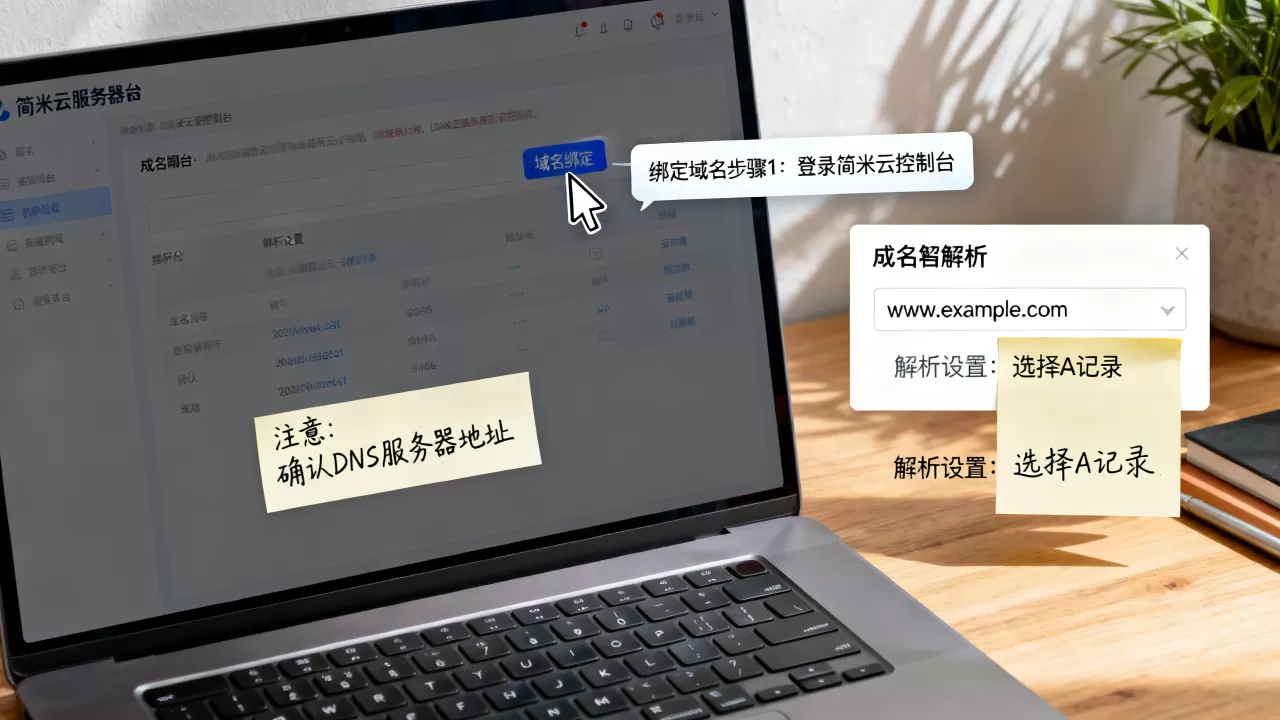新手如何绑定简米云服务器域名？简米云服务器怎么绑定域名解析？