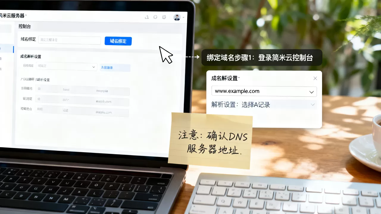 新手如何绑定简米云服务器域名？简米云服务器怎么绑定域名解析？