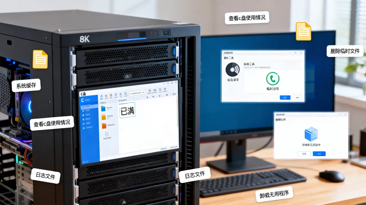 服务器虚拟内存c盘满了怎么办，虚拟内存不足如何清理释放空间