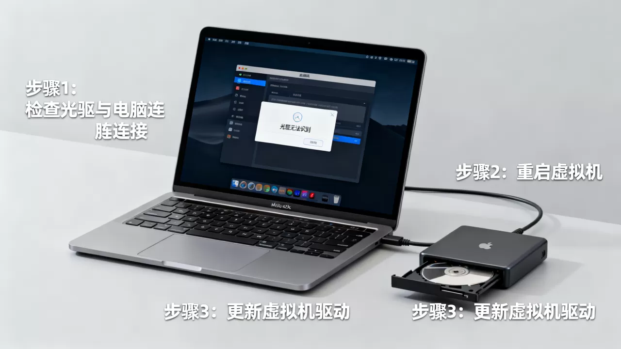 mac虚拟机光驱无法识别?教你3步快速解决,读不出来怎么办 mac虚拟机光驱无法识别?教你3步快速解决,读不出来怎么办