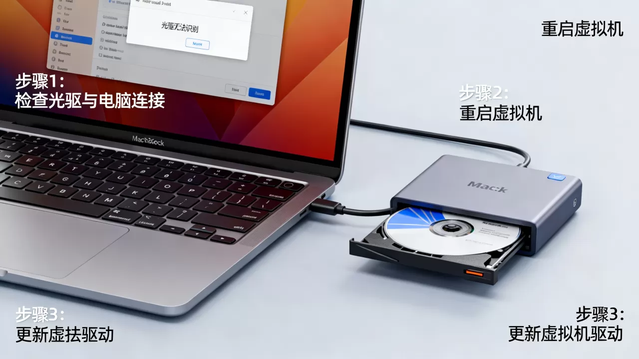 mac虚拟机光驱无法识别?教你3步快速解决,读不出来怎么办 mac虚拟机光驱无法识别?教你3步快速解决,读不出来怎么办