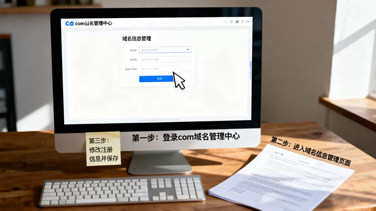 com域名管理中心如何修改域名注册信息？域名注册信息修改步骤，在哪里改？