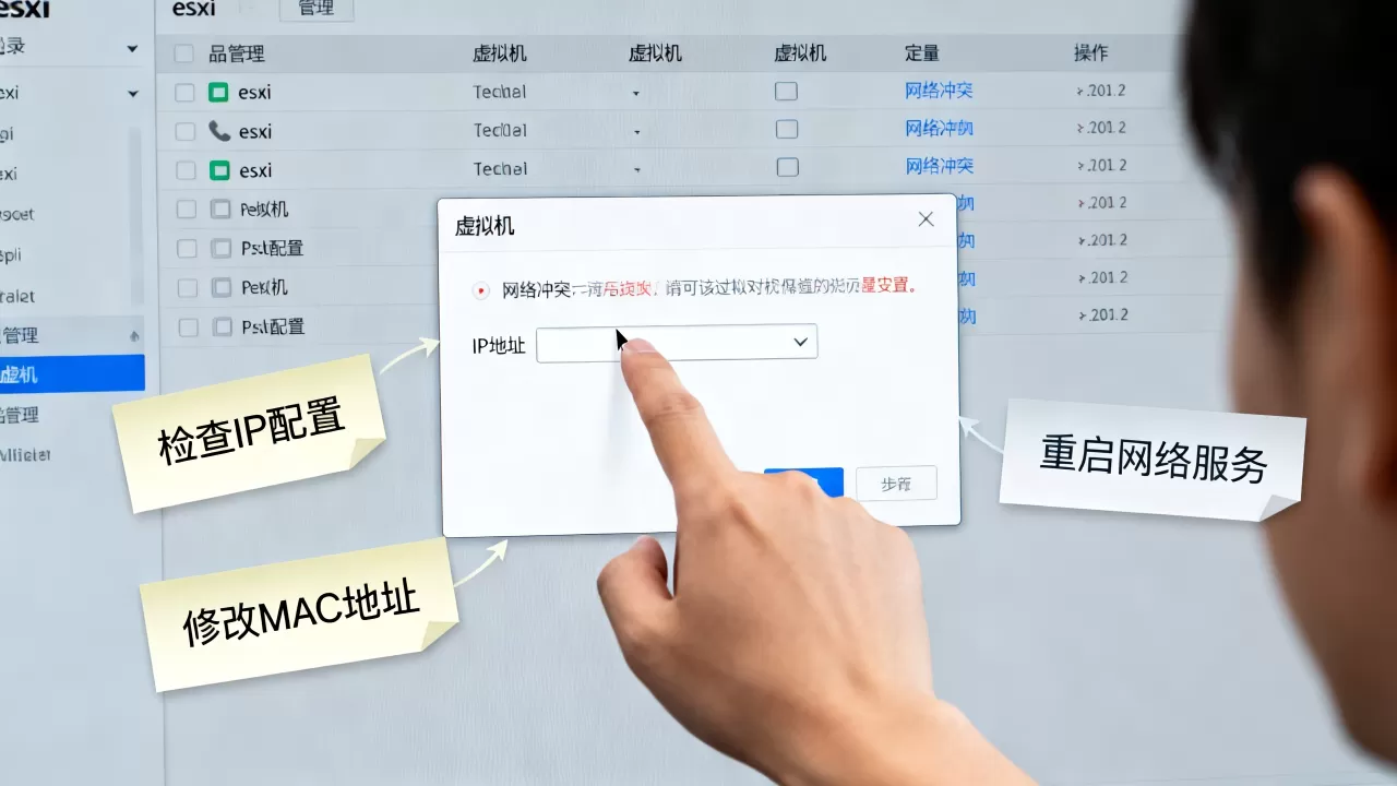 esxi克隆虚拟机后如何解决网络冲突和ip重复问题，虚拟机ip地址冲突怎么处理？