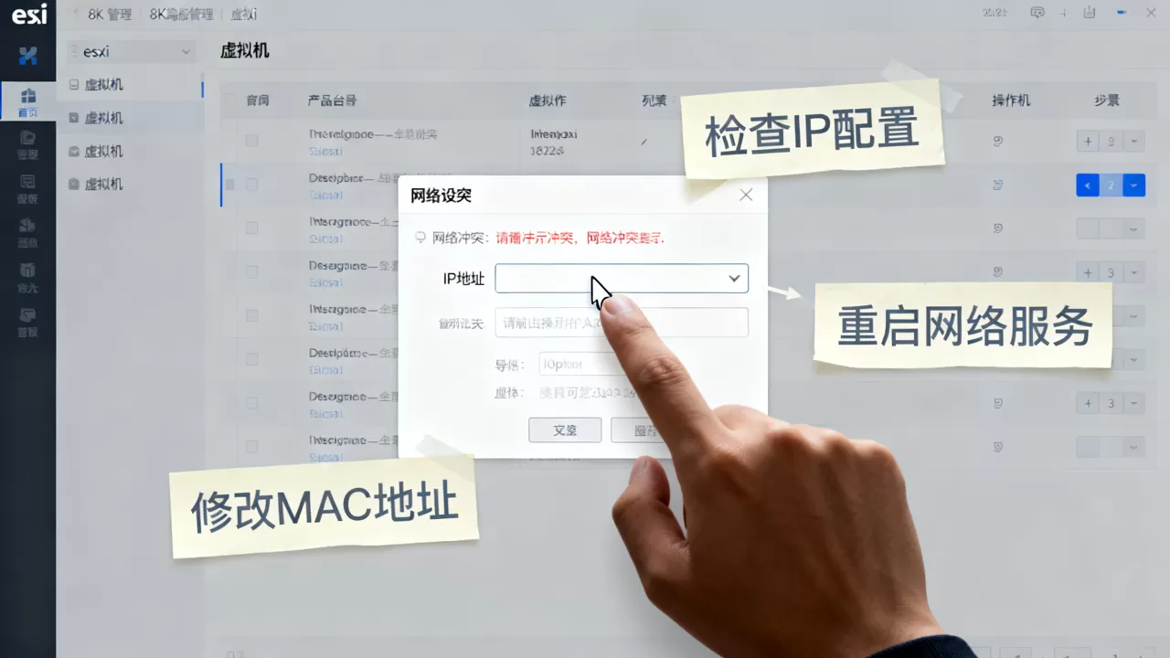 esxi克隆虚拟机后如何解决网络冲突和ip重复问题，虚拟机ip地址冲突怎么处理？
