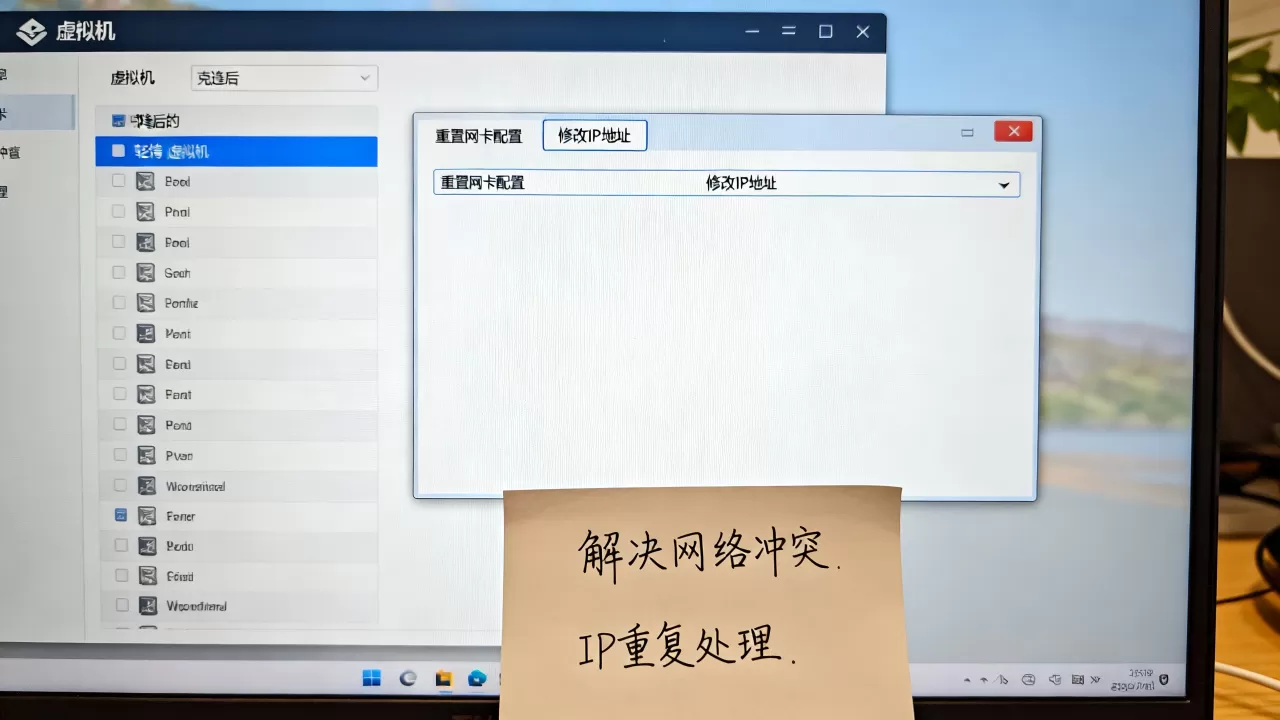 虚拟机模板克隆后如何解决网络冲突与IP重复问题，网卡配置重置技巧？