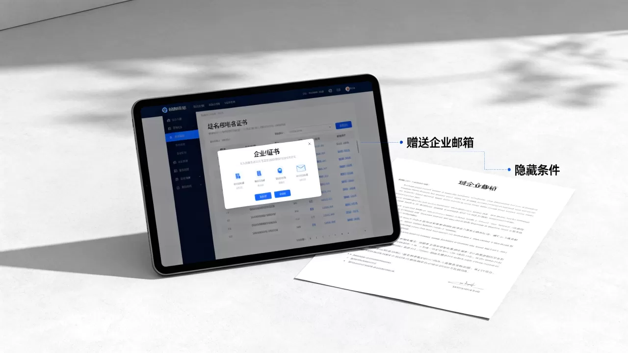购买域名赠送企业邮箱靠谱吗，免费企业邮箱隐藏条件有哪些？